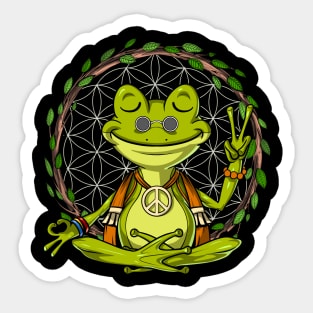 Hippie Frog Meditation Sticker